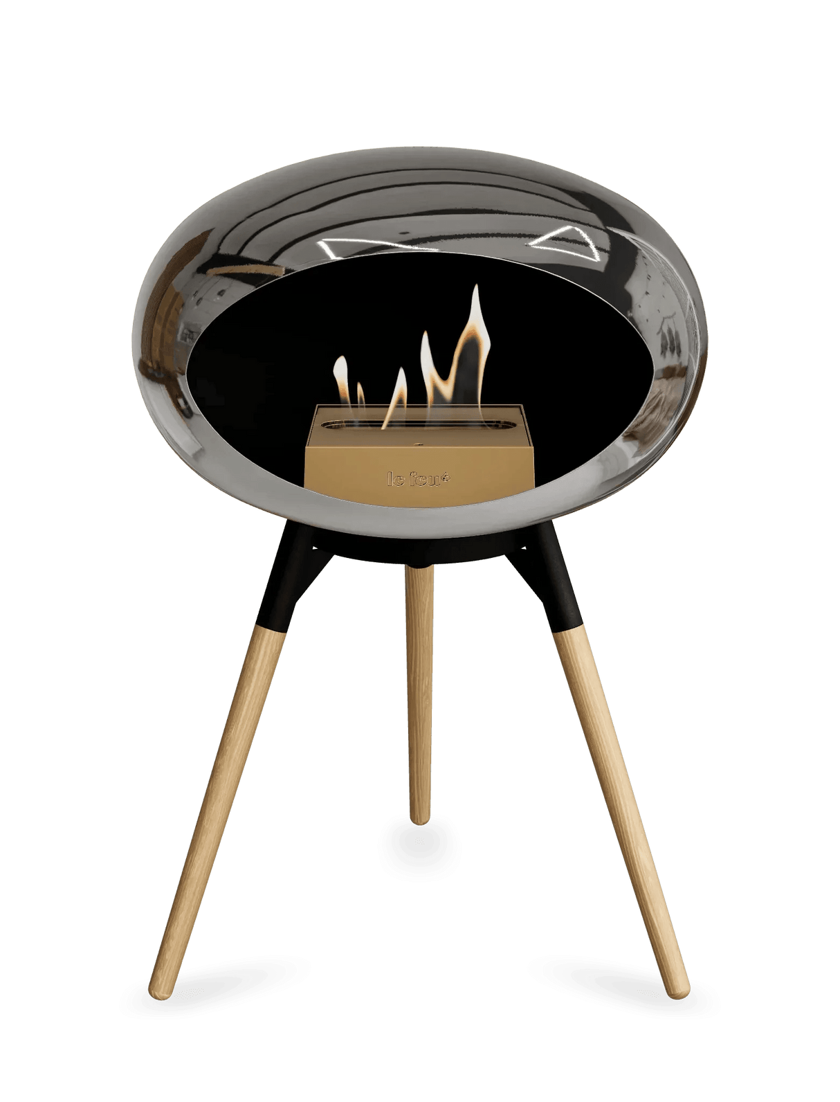 Le Feu - Dome Chromed Silver Ground Wood Low - Fireplace - Viva Alfresco