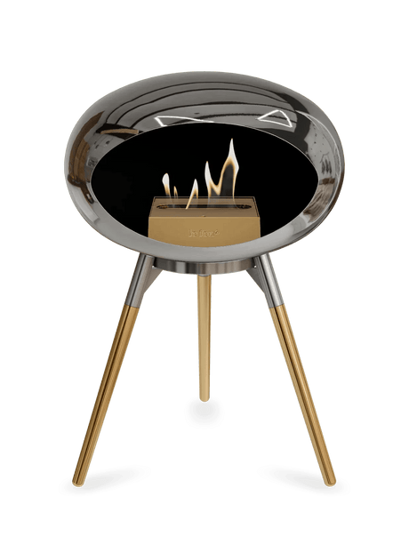 Le Feu - Dome Chromed Silver Ground Wood Low - Fireplace - Viva Alfresco