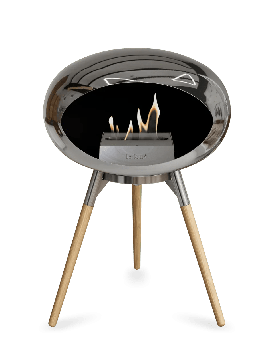 Le Feu - Dome Chromed Silver Ground Wood Low - Fireplace - Viva Alfresco