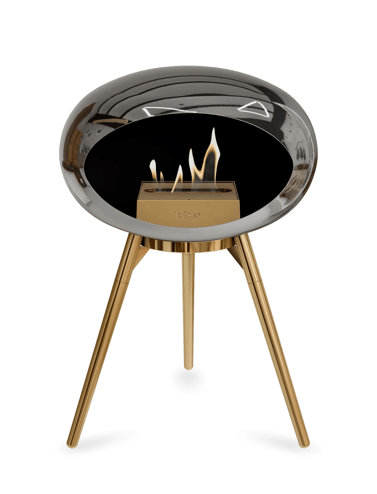 Le Feu - Dome Chromed Silver Ground Wood Low - Fireplace - Viva Alfresco