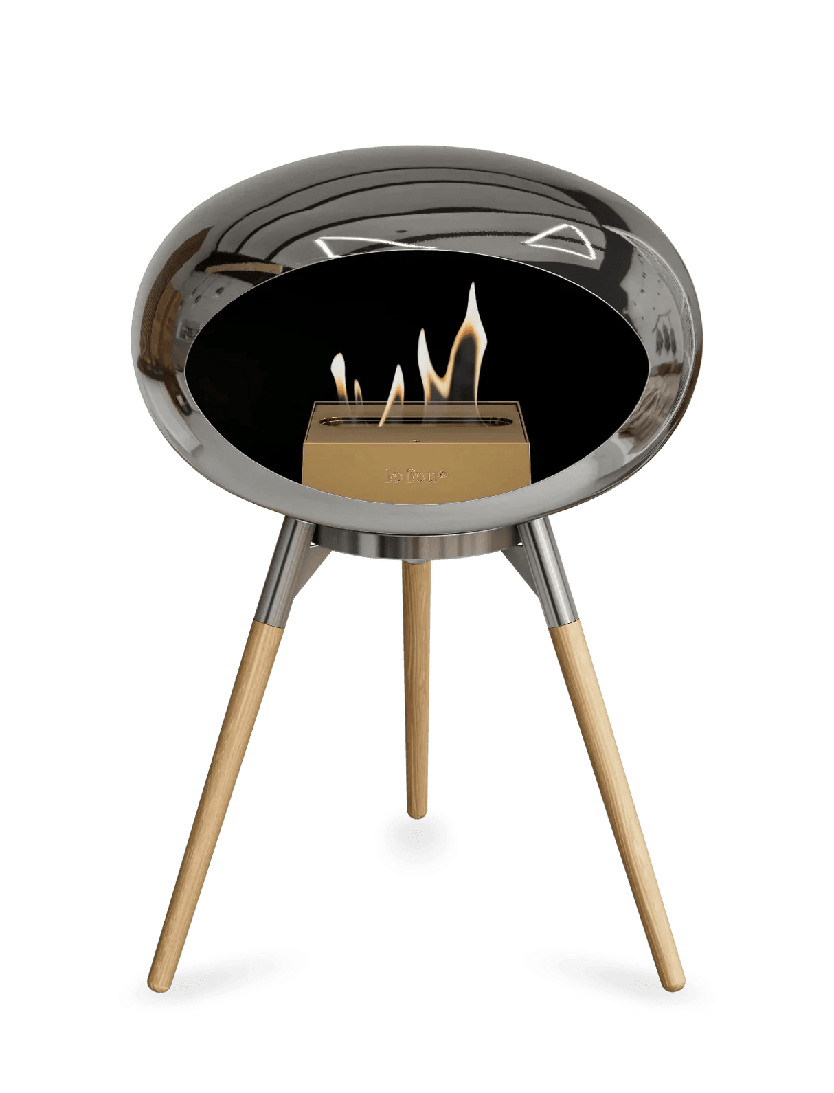 Le Feu - Dome Chromed Silver Ground Wood Low - Fireplace - Viva Alfresco