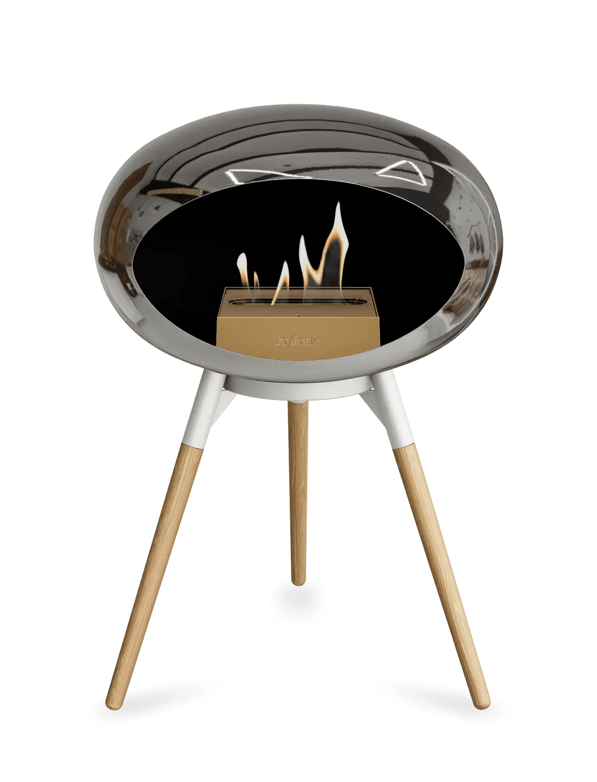 Le Feu - Dome Chromed Silver Ground Wood Low - Fireplace - Viva Alfresco