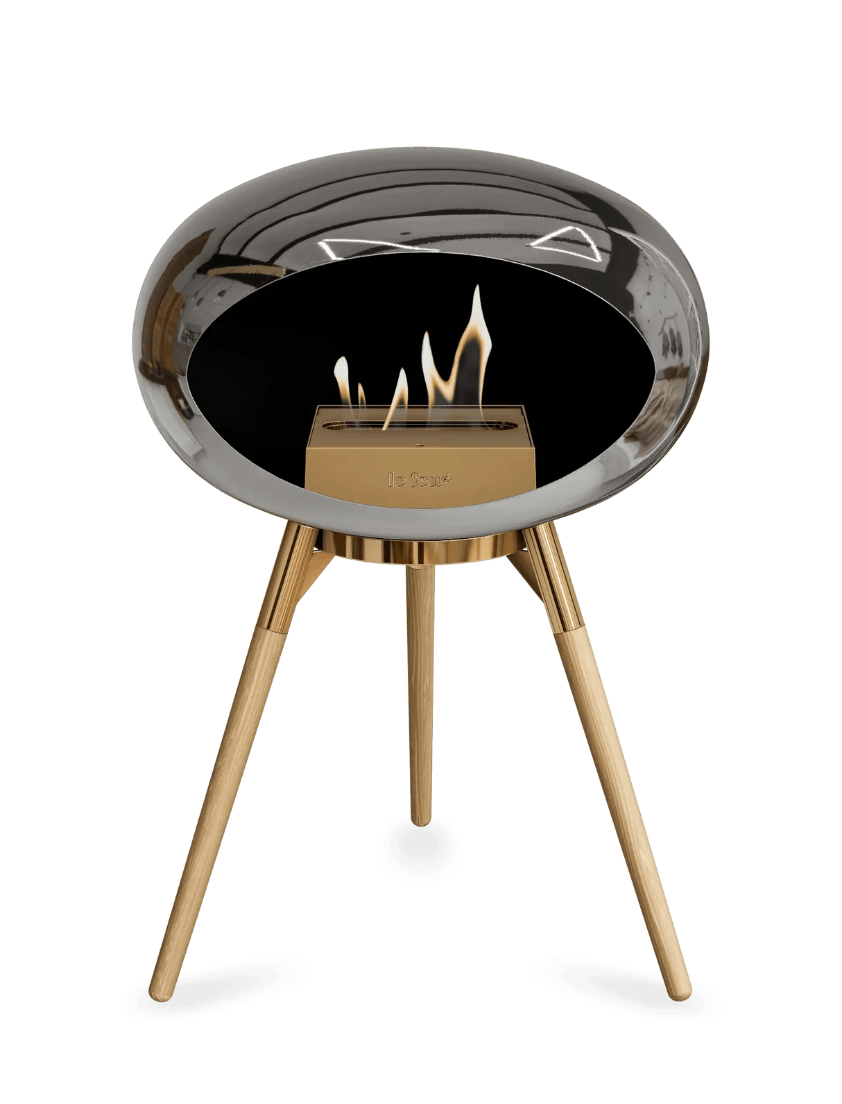 Le Feu - Dome Chromed Silver Ground Wood Low - Fireplace - Viva Alfresco