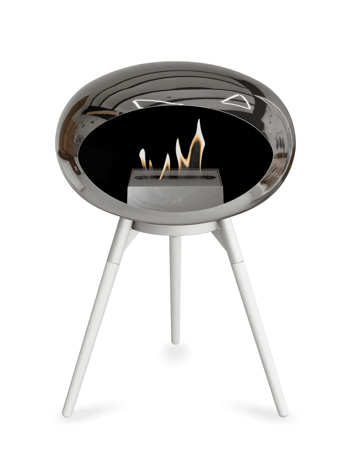 Le Feu - Dome Chromed Silver Ground Wood Low - Fireplace - Viva Alfresco