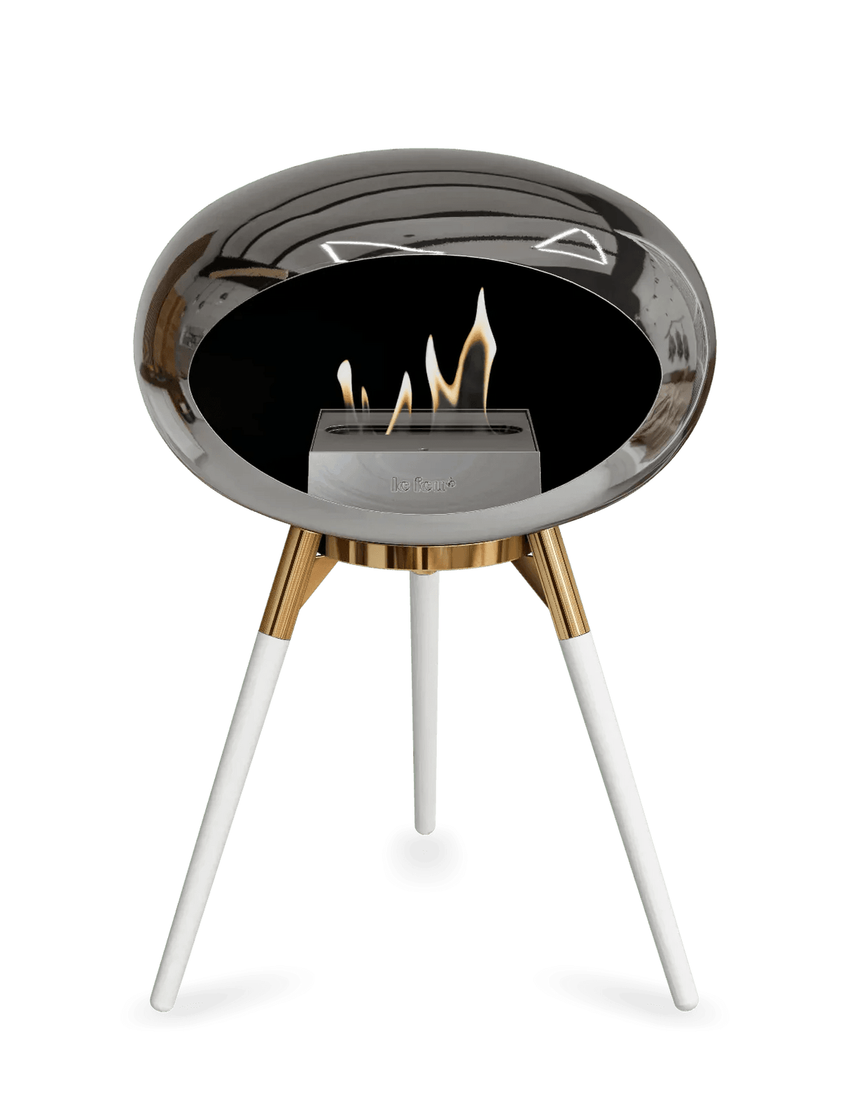 Le Feu - Dome Chromed Silver Ground Wood Low - Fireplace - Viva Alfresco