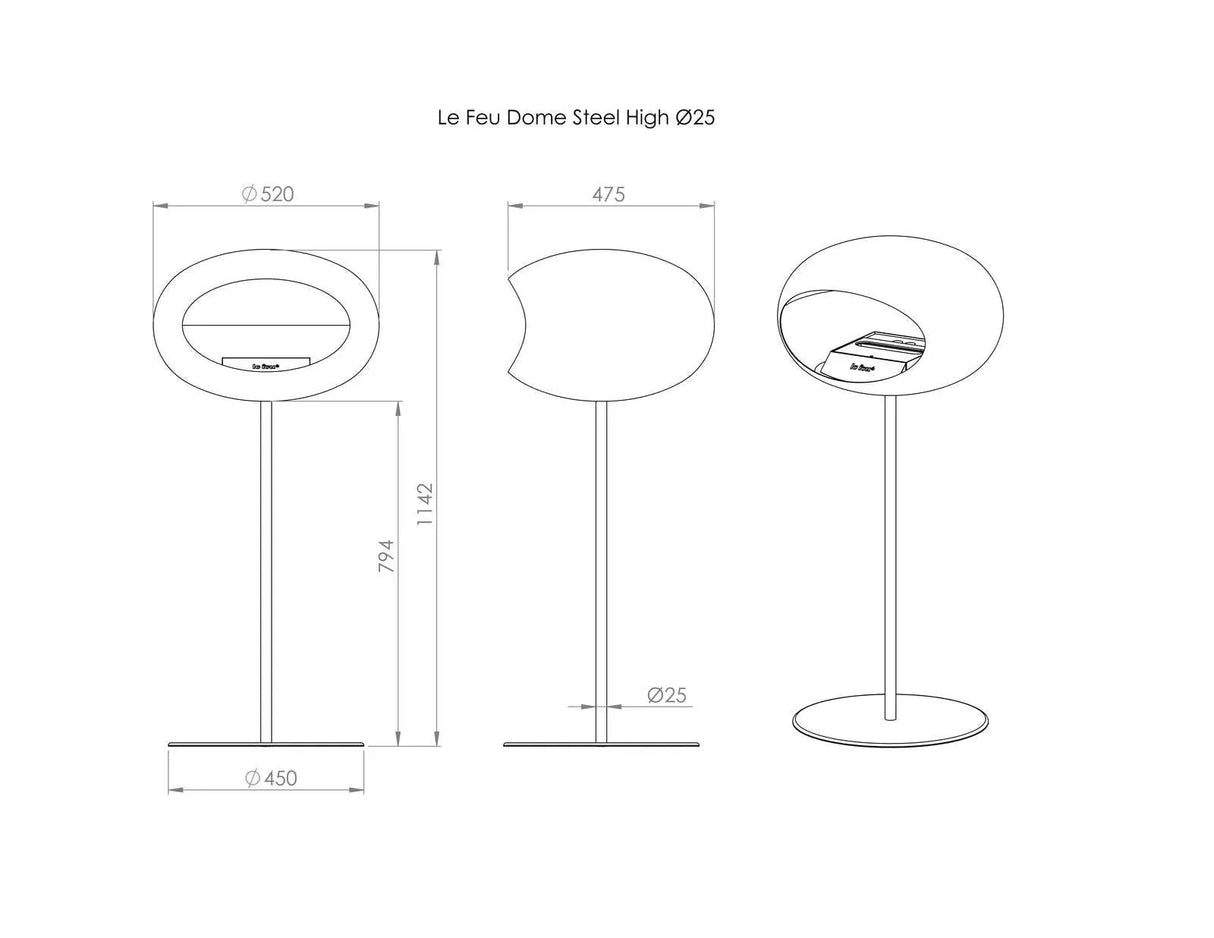 Le Feu - Dome Mocca Ground Steel High Pole - Fireplace - Viva Alfresco