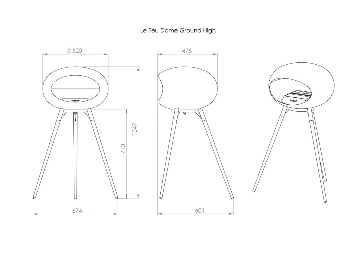 Le Feu - Dome Nickel Ground Wood High - Fireplace - Viva Alfresco