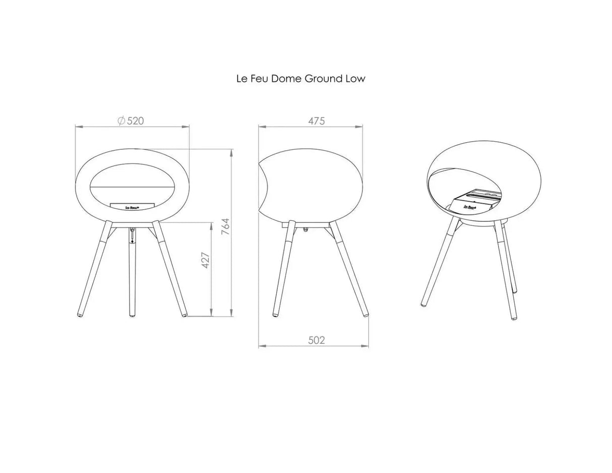 Le Feu - Dome Nickel Ground Wood Low - Fireplace - Viva Alfresco