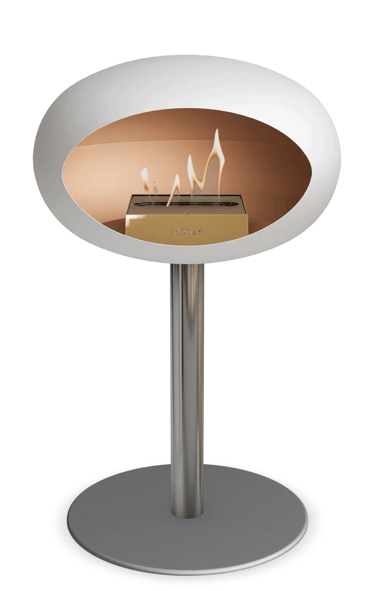 Le Feu - Dome White Ground Steel Low Pole - Fireplace - Viva Alfresco