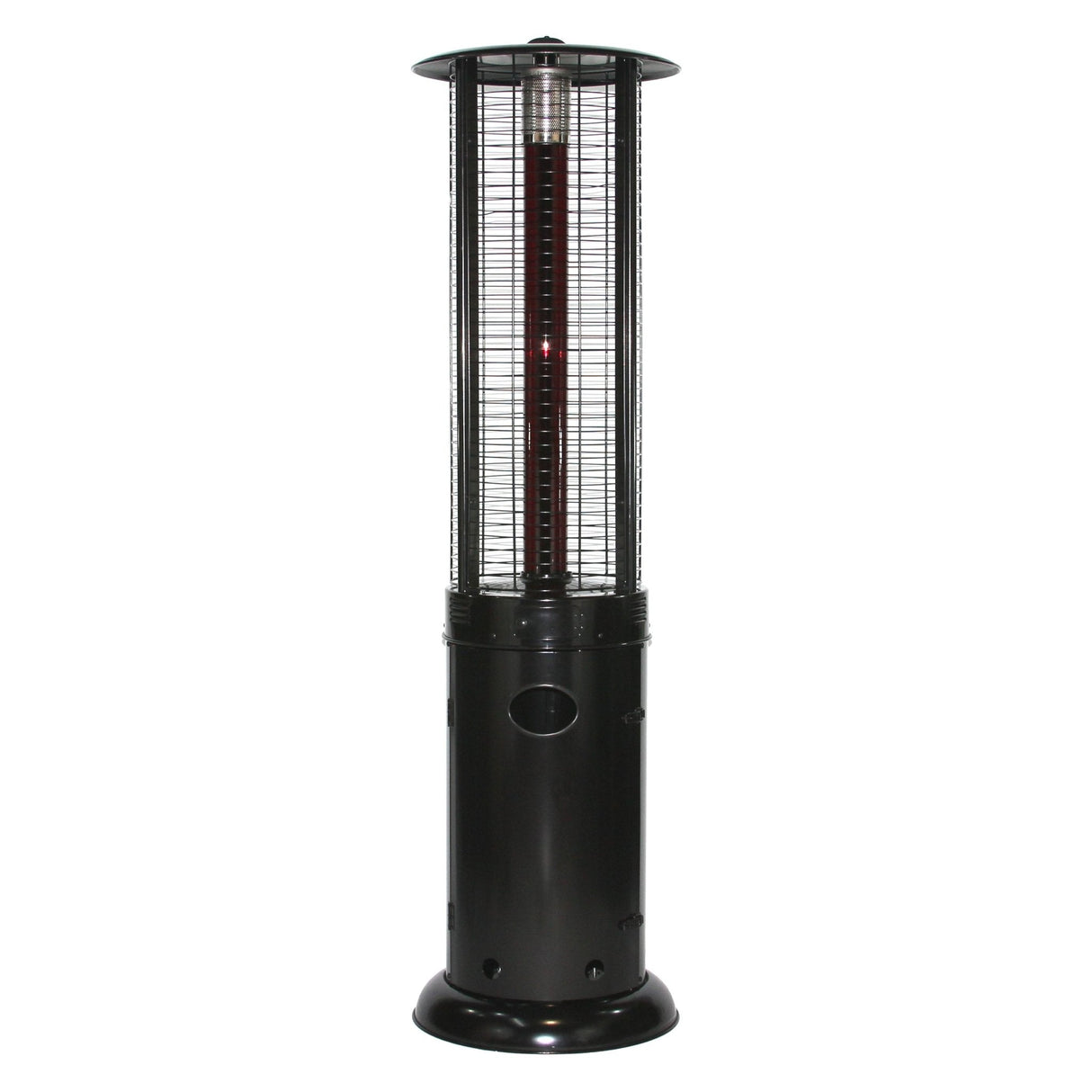 RADtec 80" Ellipse Flame Propane Patio Heater - Black with Ruby Glass (41,000 BTU) - Viva Alfresco