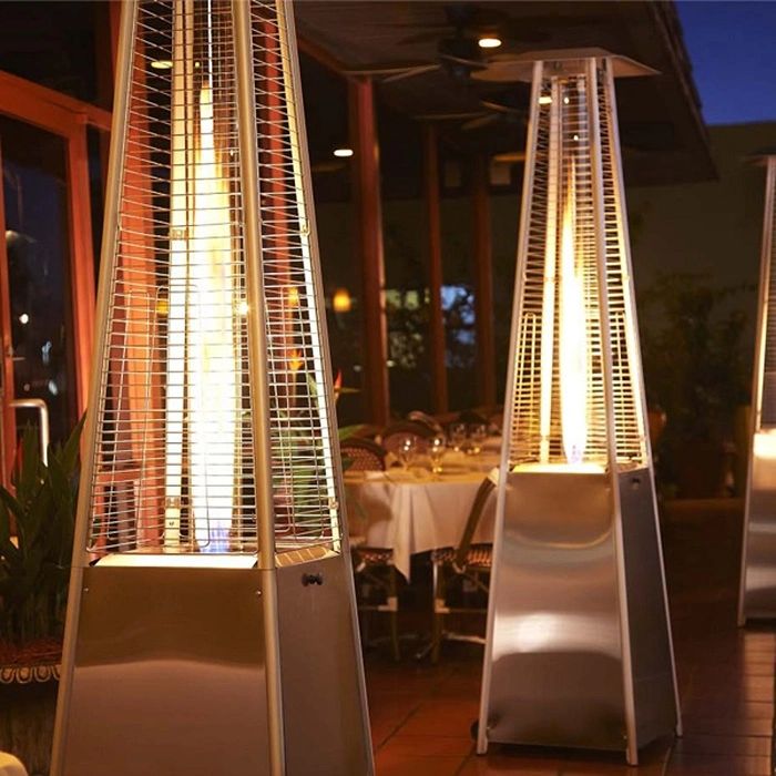 RADtec 89" Tower Flame Propane Patio Heater - Black & Grey Wicker (41,000 BTU) - Viva Alfresco