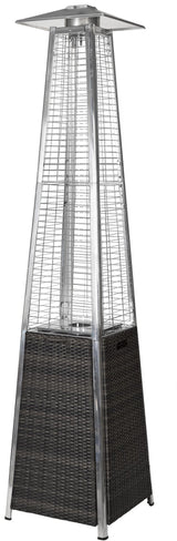 RADtec 89" Tower Flame Propane Patio Heater - Black & Grey Wicker (41,000 BTU) - Viva Alfresco