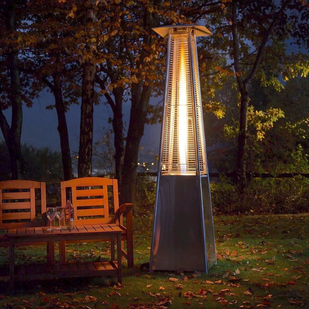 RADtec 89" Tower Flame Propane Patio Heater - Black & Grey Wicker (41,000 BTU) - Viva Alfresco