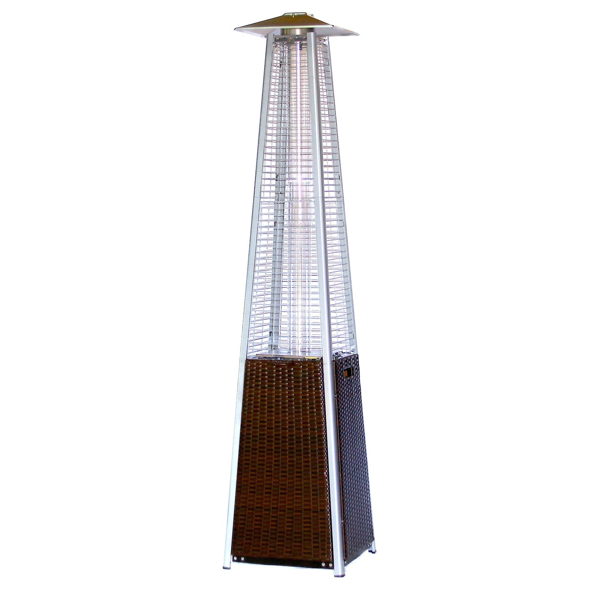 RADtec 89" Tower Flame Propane Patio Heater - Dark Brown Wicker (41,000 BTU) - Viva Alfresco