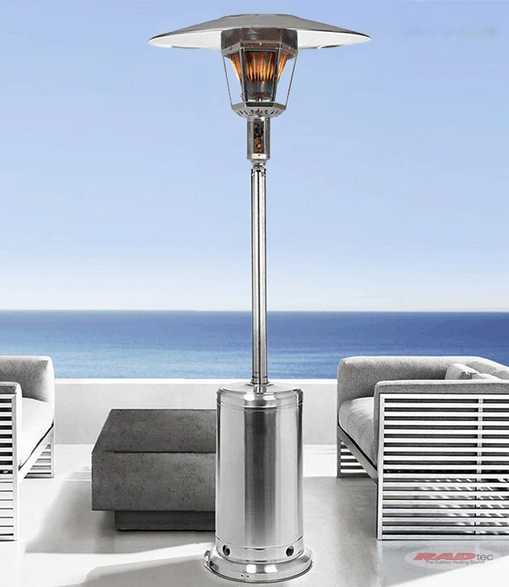 RADtec 96" Real Flame Propane Patio Heater - Stainless Steel Finish (40,000 BTU) - Viva Alfresco