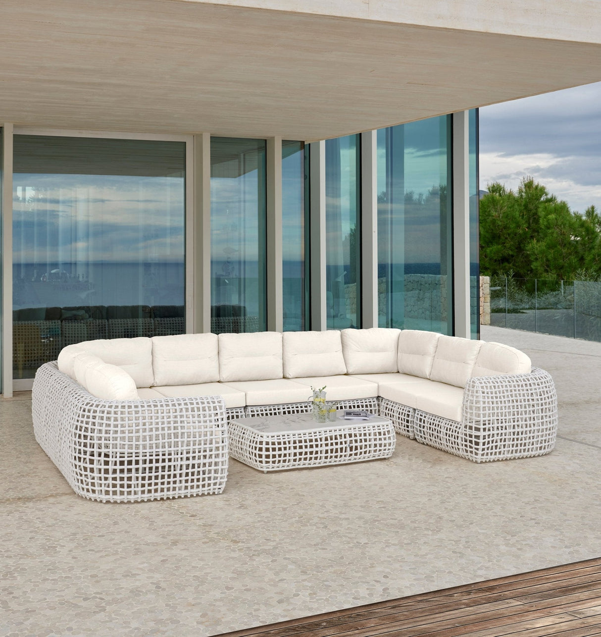 Skyline Design White Mushroom Dynasty Center with Sunbrella Cushion - Viva Alfresco