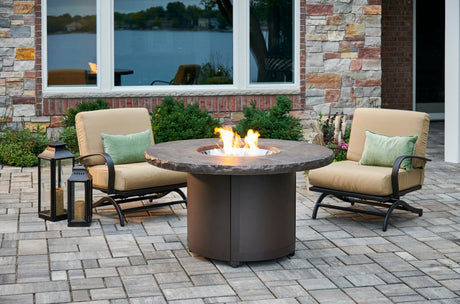 The Outdoor GreatRoom Company Beacon Round Gas Fire Pit Table - Viva Alfresco