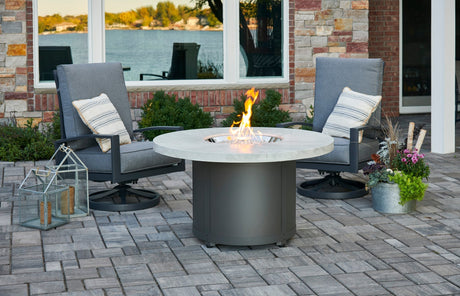 The Outdoor GreatRoom Company Beacon Round Gas Fire Pit Table - Viva Alfresco