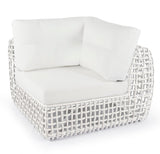 White Mushroom Dynasty Corner with Sunbrella Cushion - Viva Alfresco