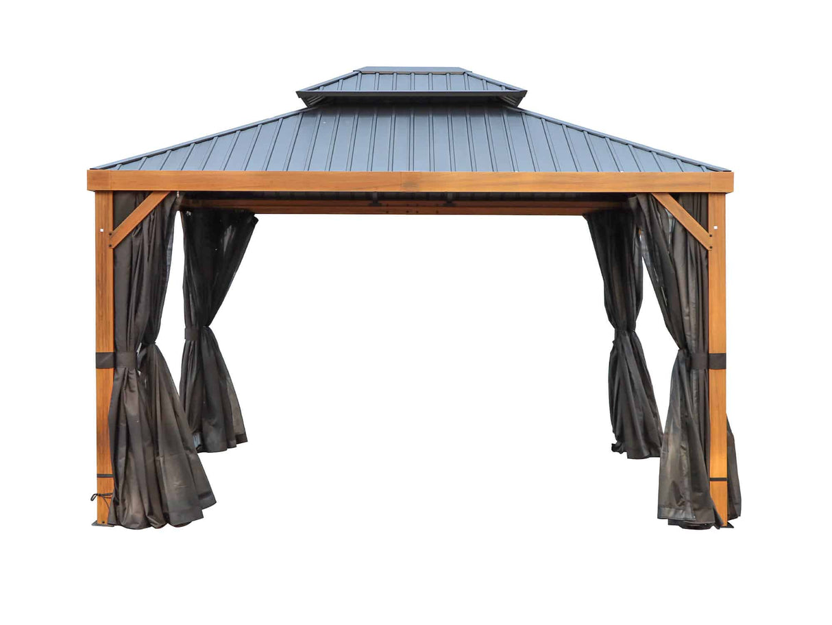 Yosemite Gazebo Aluminum frame wood finish - Viva Alfresco