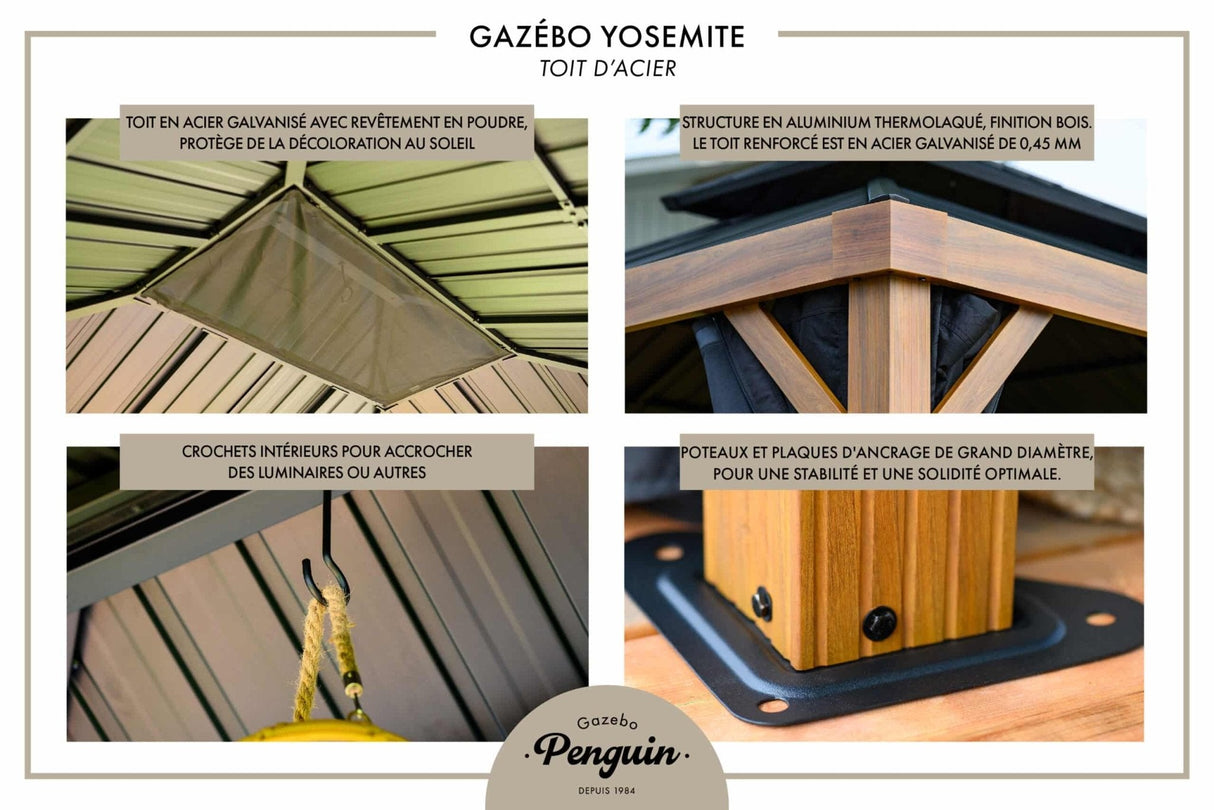 Yosemite Gazebo Aluminum frame wood finish - Viva Alfresco