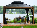 Yosemite Gazebo Aluminum frame wood finish - Viva Alfresco